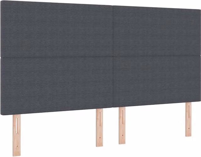 Testata per letto moderna in tessuto di velluto a coste grigio scuro, larghezza: 180 cm – 1