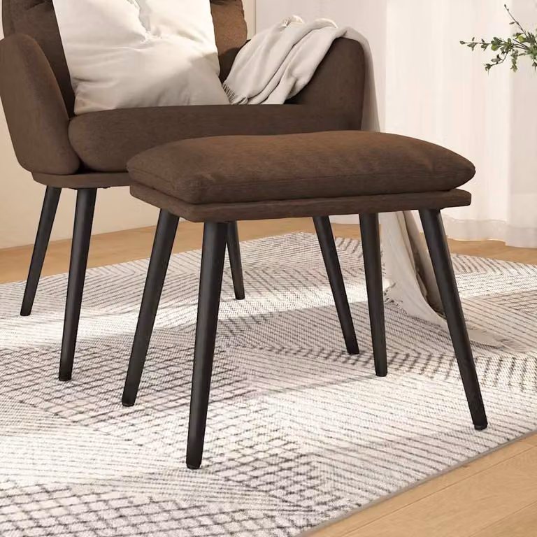 vidaXL Poggiapiedi Moderno in Tessuto Marrone con Struttura in Metallo L: 45 cm, P: 29,5 cm, H: 35 cm