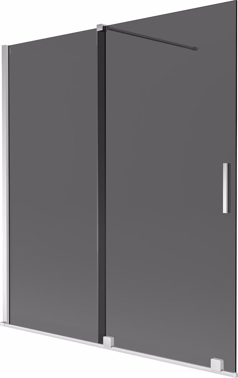 Mexen Velar paratia da vasca da bagno a 2 ante scorrevoli 150 x 150 cm, grafite, cromo - 896-150-000-41-01