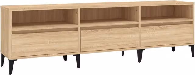 Mobile porta TV classico con vano contenitore per soggiorno in legno composito rovere Sonoma color marrone e beige L 150 x P 30 x H 44,5 cm – 1