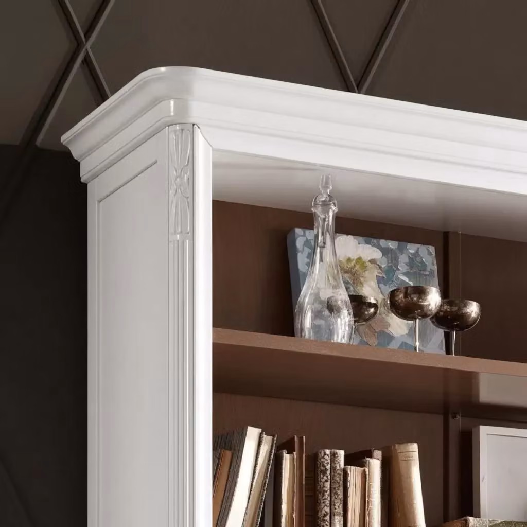 Libreria a giorno Mobili 2G in legno laccato con 3 cassetti, disponibile in bianco, marrone o beige, L: 161 cm, P: 48 cm, H: 215 cm – 4
