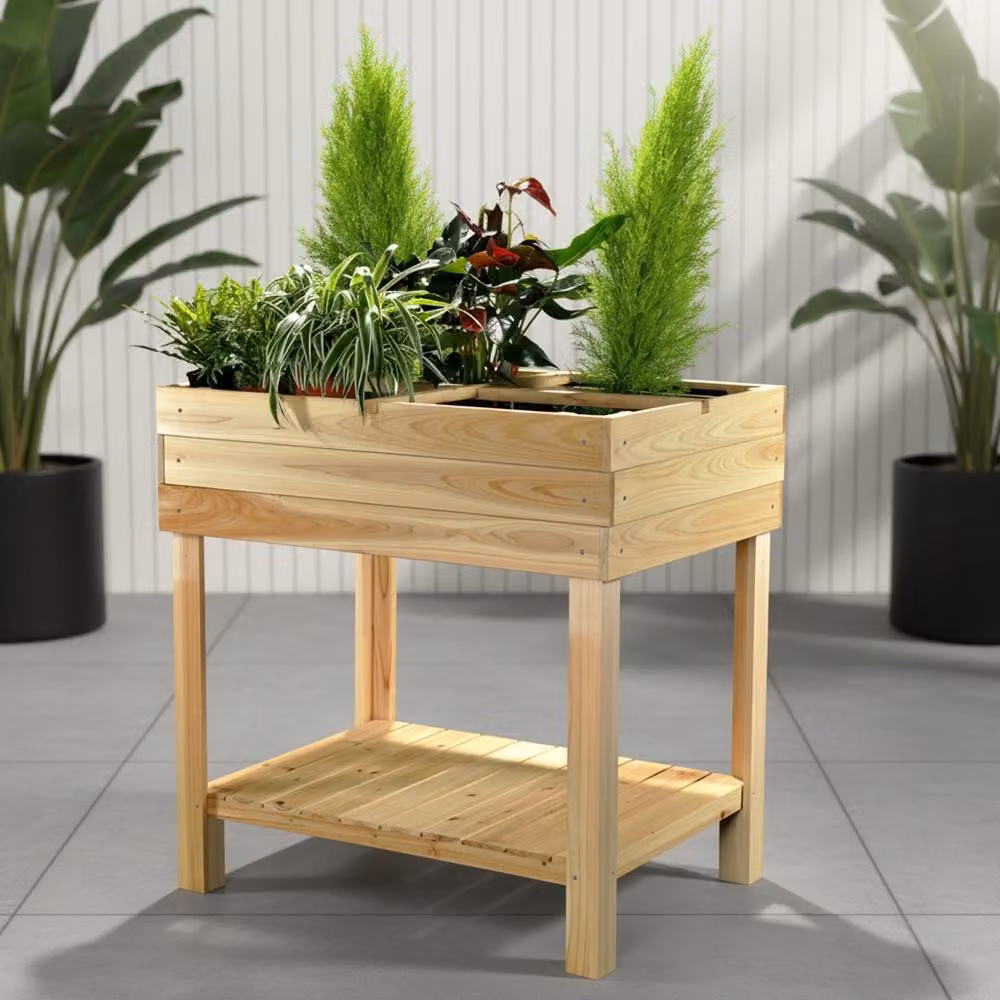 Mucola letto rialzato tavolo da giardino in legno con 4 scomparti portafiori fioriera serra serra fredda letto per erbe serra