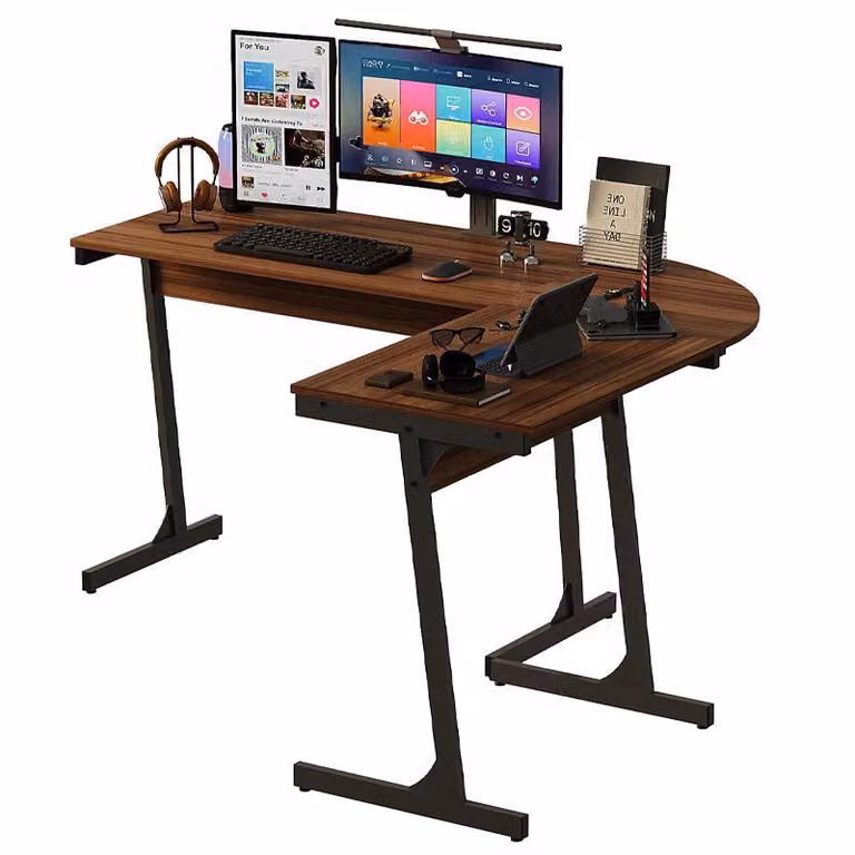 Scrivania Da Computer Angolare 148 Cm – Moderna, Stile Industriale | Marrone Scuro