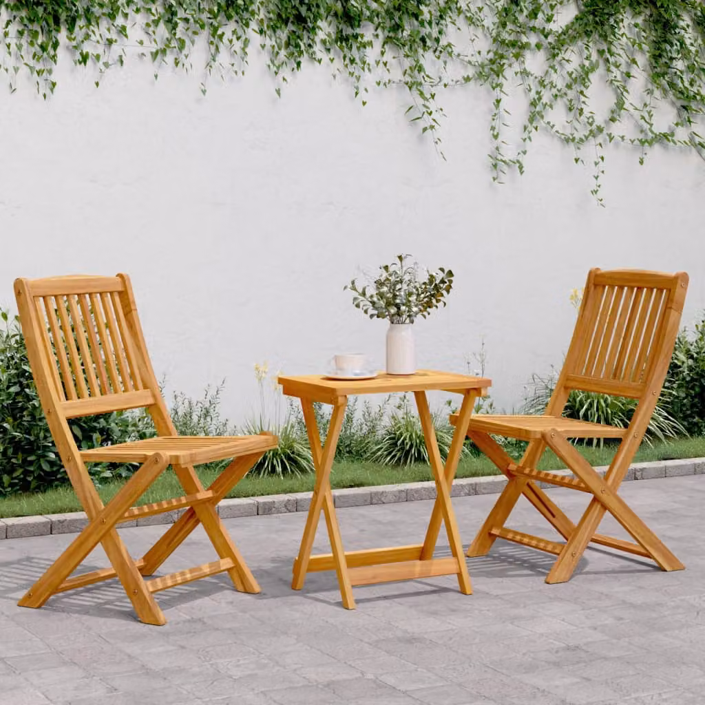 Set da Pranzo da Giardino Pieghevole 3 pz vidaXL in Legno di Acacia Marrone – 1