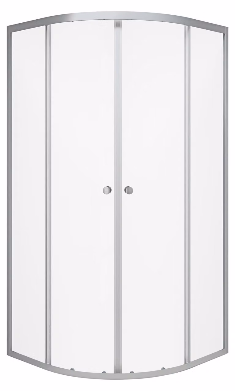 Cabina doccia 90x90 Marwell Chrystal Round 90x90 cm - Doccia con profili in alluminio di alta qualità in argento opaco - Cabina doccia con porta scorrevole