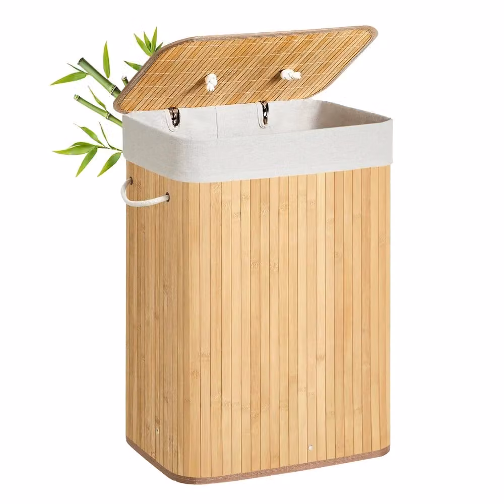 Cesto per Lavanderia in Bambù, Naturale / 72 L