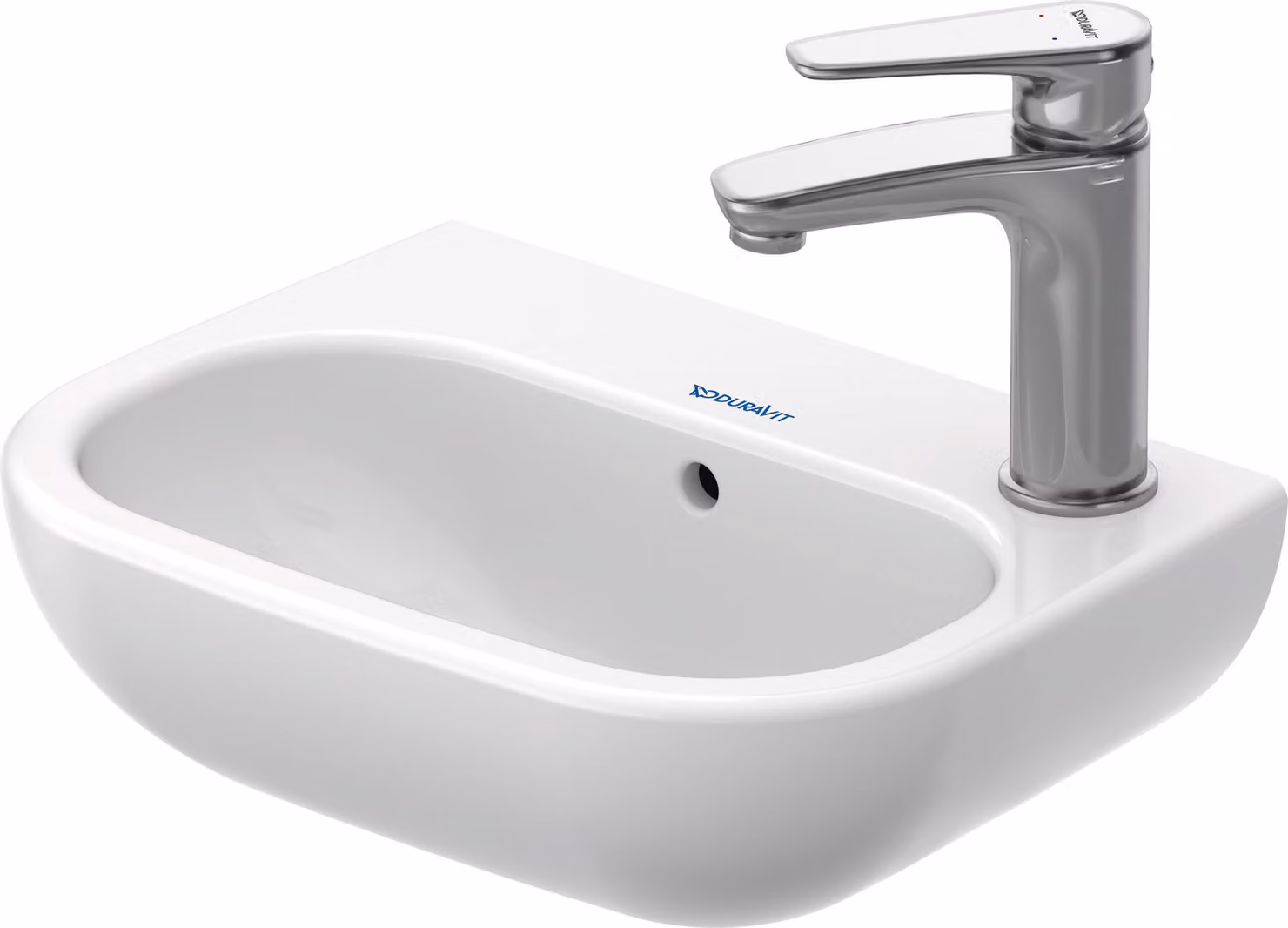 Duravit D-Code lave-mains, avec trou pour robinetterie à droite, avec trop-plein, 360x270x130mm, blanc brillant, 0705360008, 0705360008