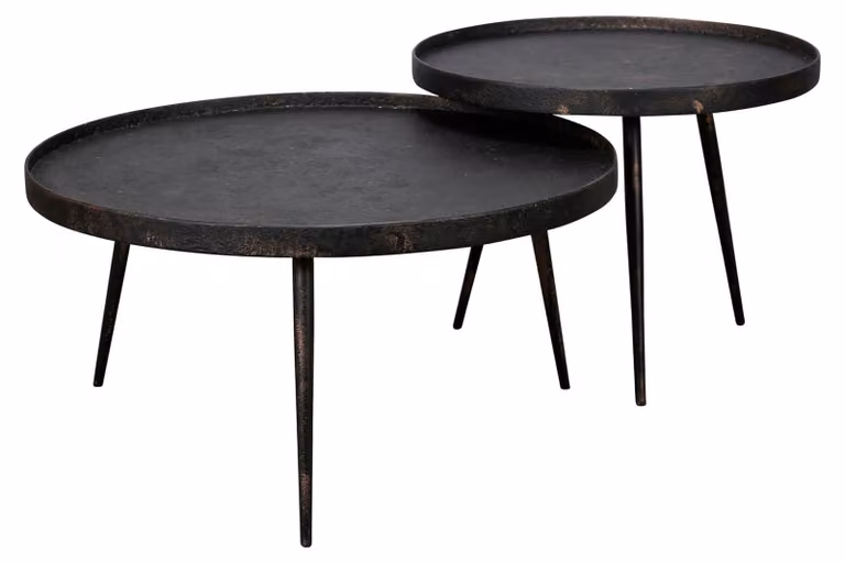 Tavolino FURNLUX nero metallizzato 76 cm (2 pezzi) / Colore principale: nero / Dimensioni: 76 x 40 x 76 cm