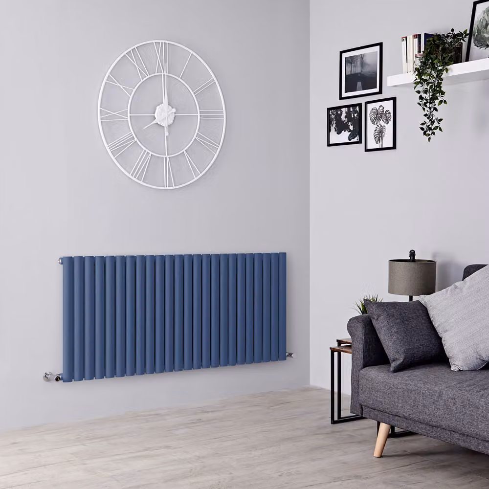 Radiatore di Design Orizzontale  Blu (Deep Sea Blu) -  635mm x 1416mm  - Pannello Singolo  - Revive