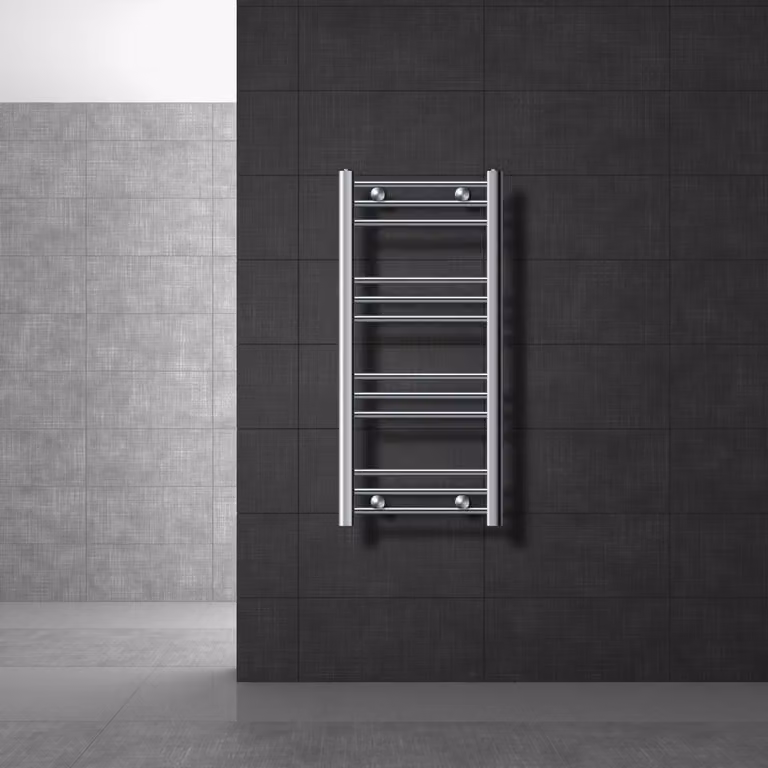 LuxeBath radiatore per bagno Sahara, 400x800 mm, cromo, diritto con attacco laterale, senza elemento riscaldante