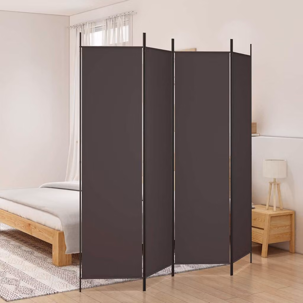 Divisorio a 4 Pannelli vidaXL Marrone in Tessuto H 200 cm x L 200 cm
