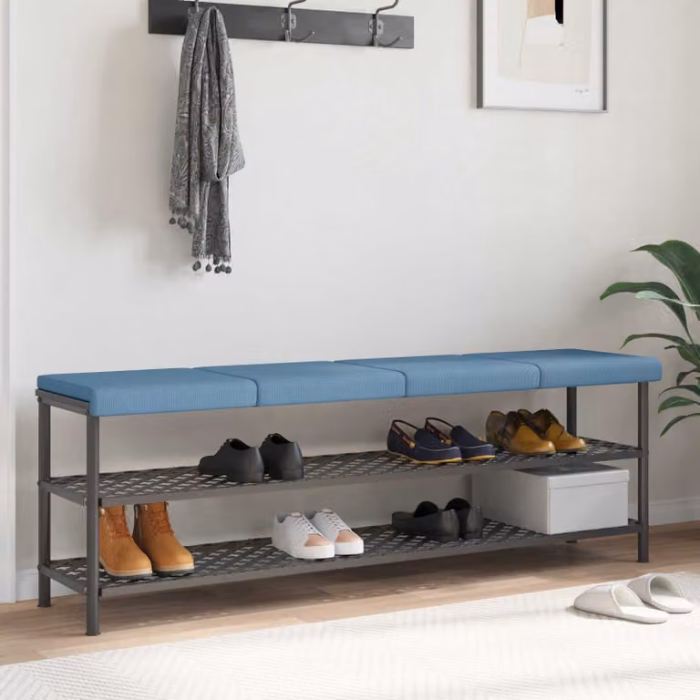 Set di 4 cuscini per panchina vidaXL in velluto a coste blu con fondo antiscivolo, Profondità: 35 cm