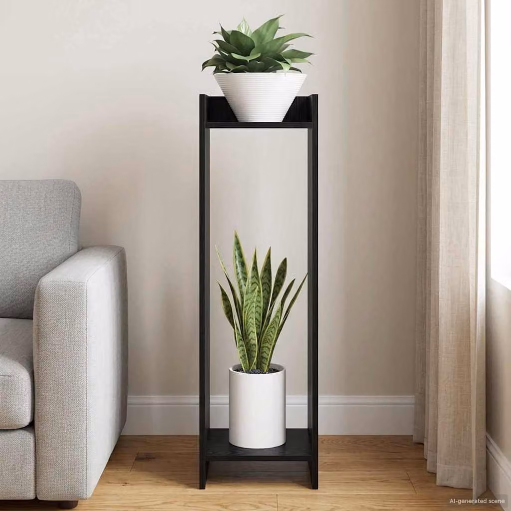vidaXL Supporto per piante moderno in legno MDF nero L/P/H: 30 x 30 x 100 cm