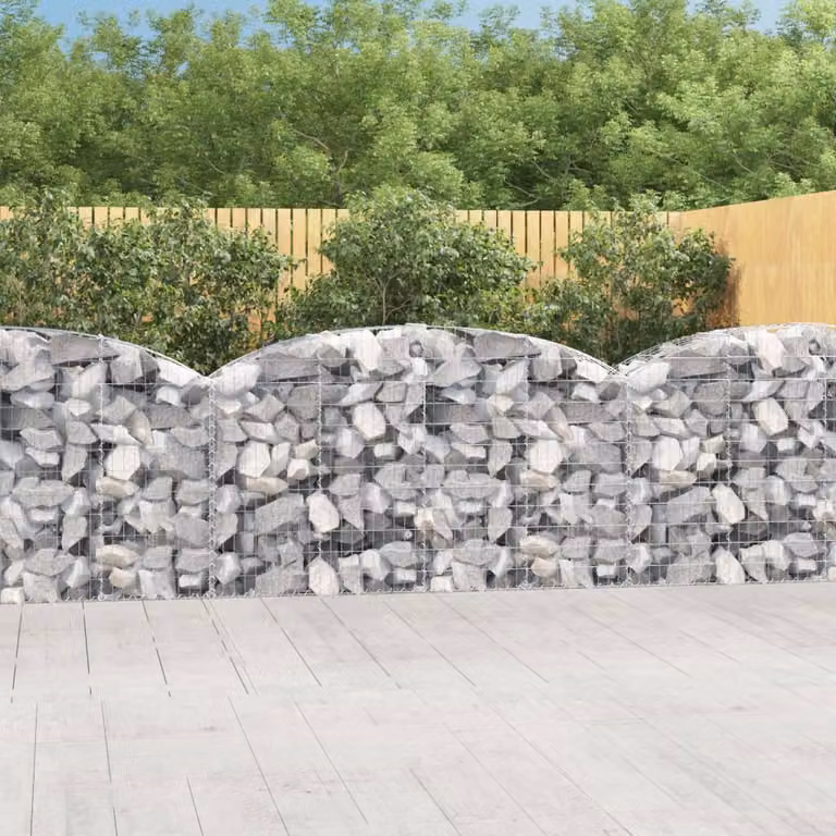Cesto Gabbione ad Arco vidaXL in Acciaio Zincato Grigio L: 200 cm, P: 50 cm, H: 100/120 cm