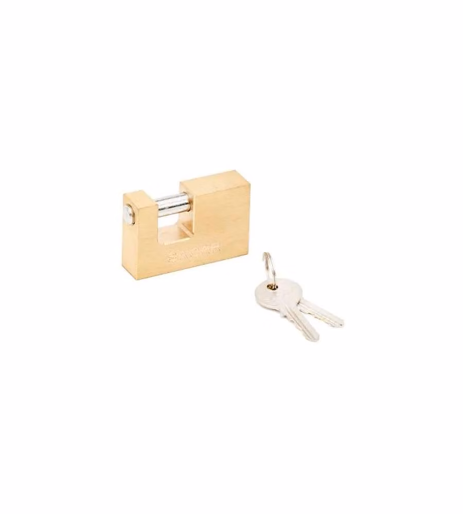 Lucchetto rettangolare Sacar Due in ottone color oro 90 mm