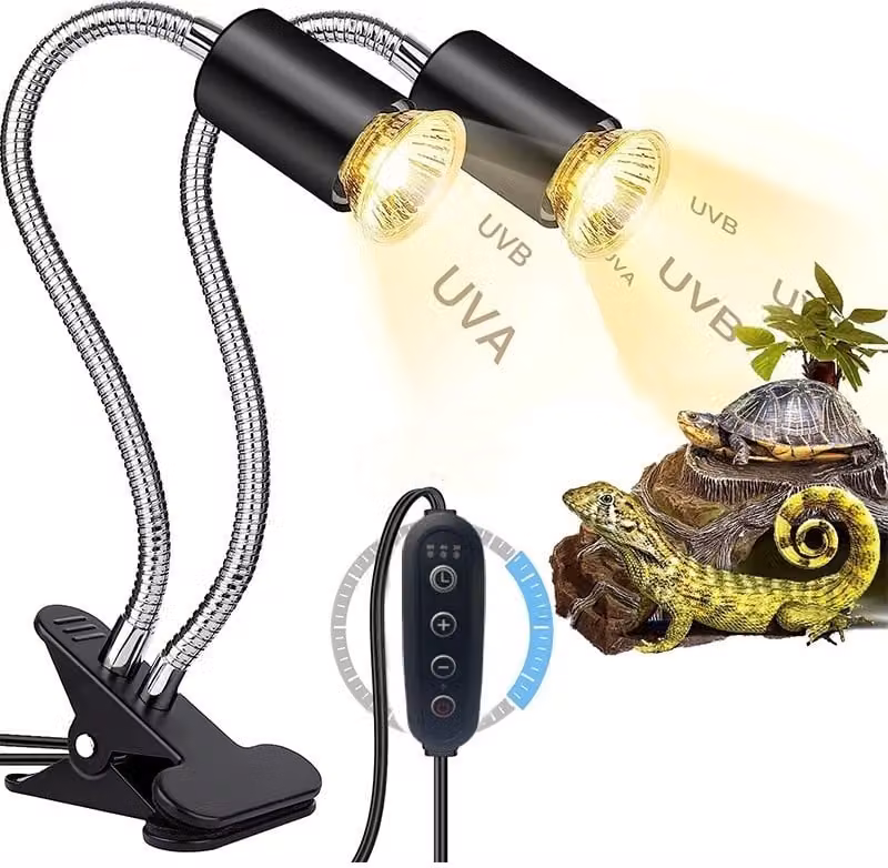 INF Lampada riscaldante doppia per terrario/lampada UVA per rettili