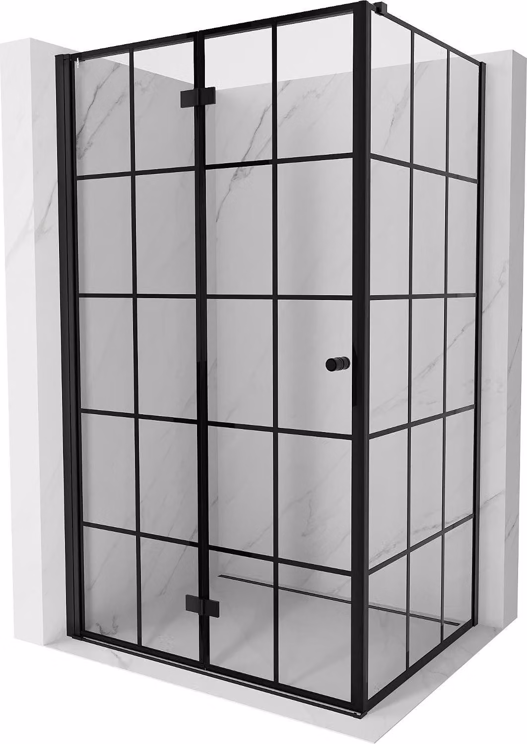 Mexen Mist-F cabina doccia pieghevole sinistra 70 x 80 cm, griglia nera, nero - 8A6T-070-080-70-77-L