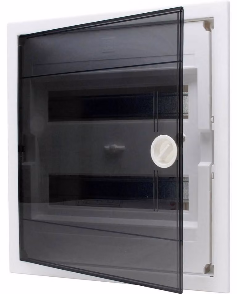 Quadro elettrico da incasso con sportello in plastica, a 2 file, per 24 poli, grigio/nero