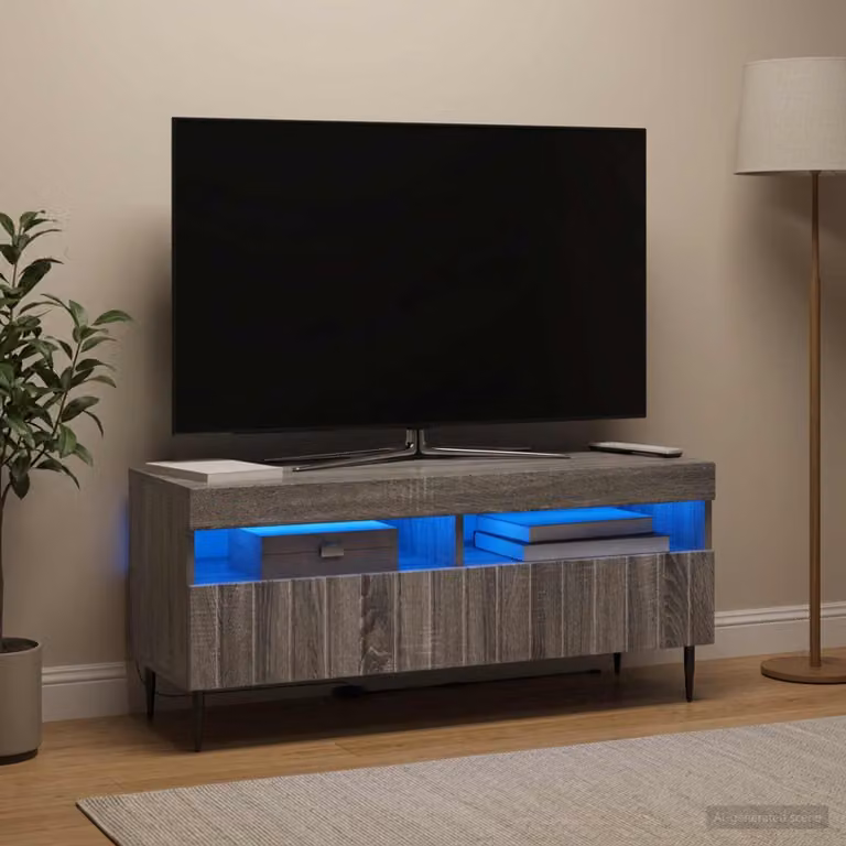 Mobile TV LED vidaXL ZWOLLE grigio con illuminazione integrata L/P/H: 100 x 35 x 43 cm