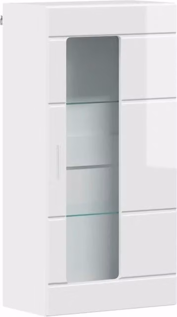 Armadio Moderno DESIGN IN in Legno Bianco Lucido con Ante a Vetro e Ripiani Interni L/P/H: 50 x 29 x 100 cm