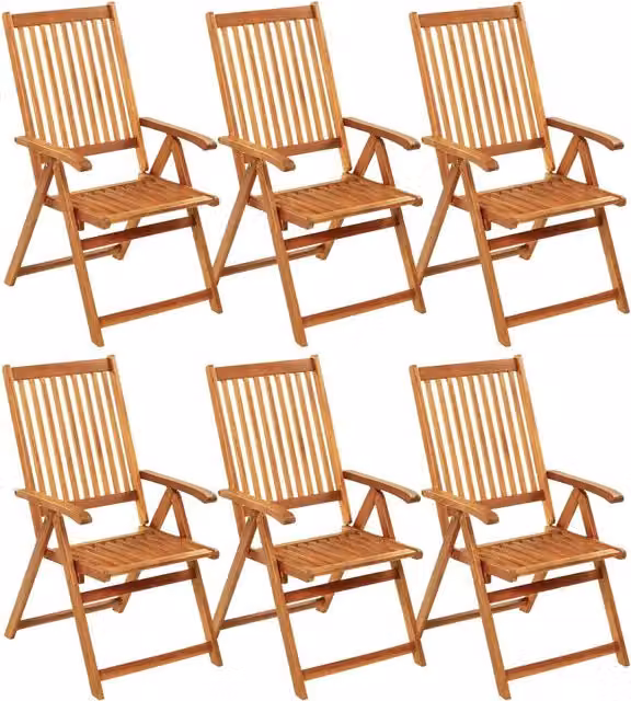 Sedie Pieghevoli 6 pz con Cuscini Massello Acacia 3064125