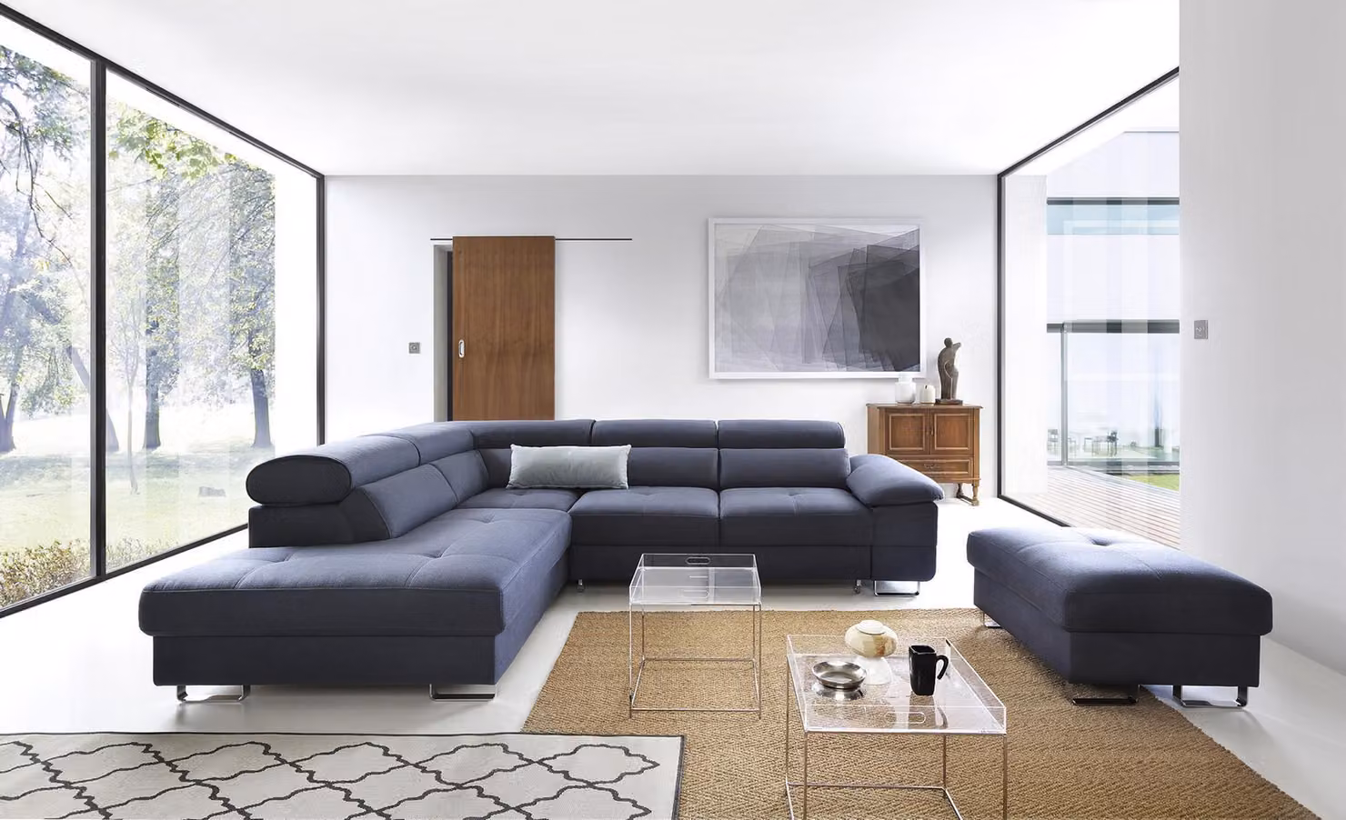 Textil Sofa Ecksofa Sofa Couch Polster Wohnlandschaft Textil Sofas Couchen L-Form
