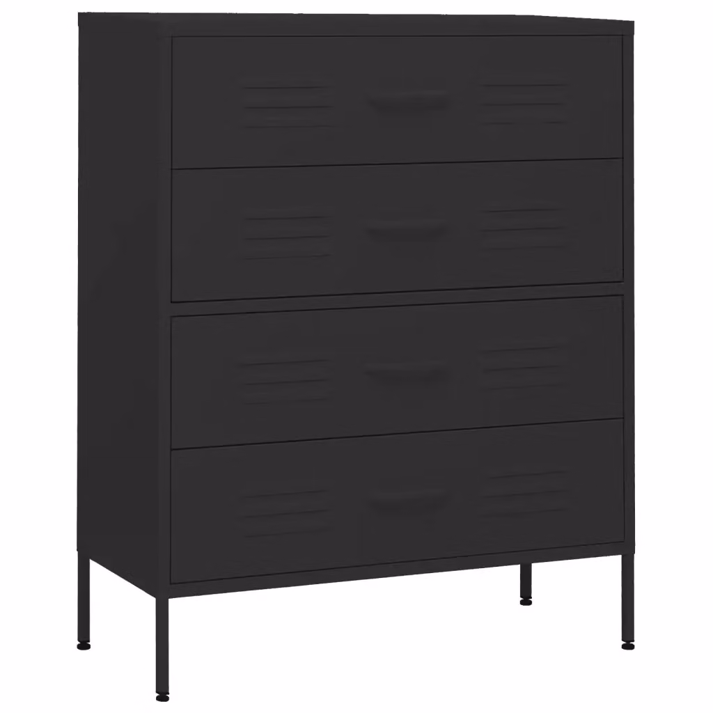 Cassettiera moderna vidaXL in metallo nero opaco L: 80 cm, P: 35 cm, H: 101,5 cm – 2