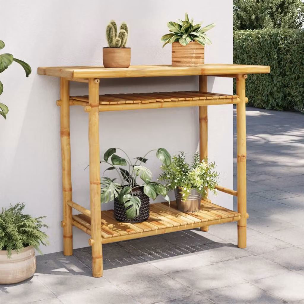 vidaXL Tavolo Consolle in Bambù Marrone e Beige L: 90 cm, P: 37 cm, H: 75 cm