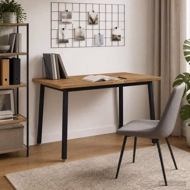 Tavolo da pranzo rettangolare moderno vidaXL in legno di acacia bianco e nero L: 120 cm, P: 80 cm, H: 75 cm – 1