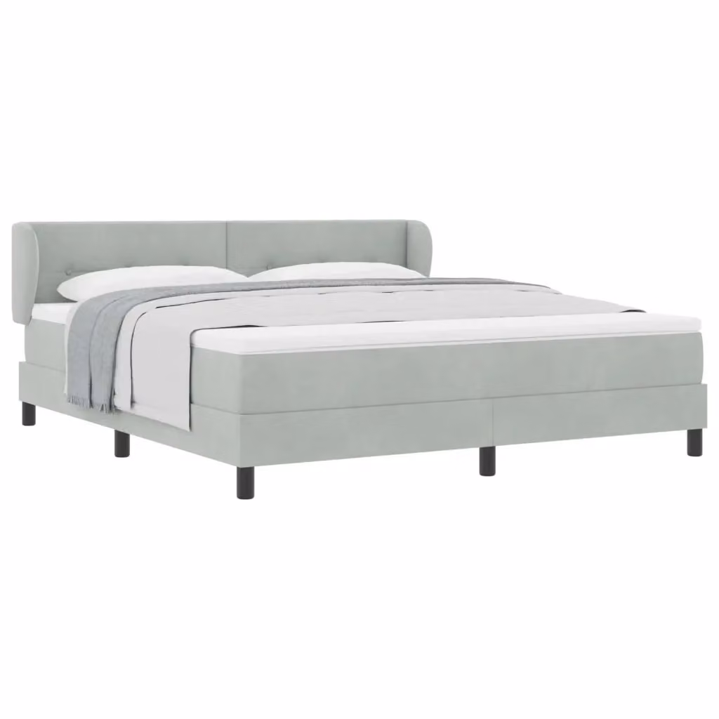 Letto a molle moderno vidaXL con testiera in velluto grigio, L/P/H: 180 x 200 x 183 cm – 2