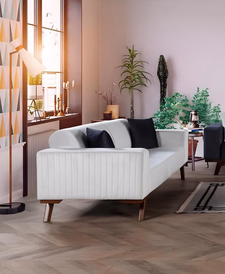Sofas Polster Couch Dreisitzer Sofa Modern Couchen Möbel Weiß Samt Textil