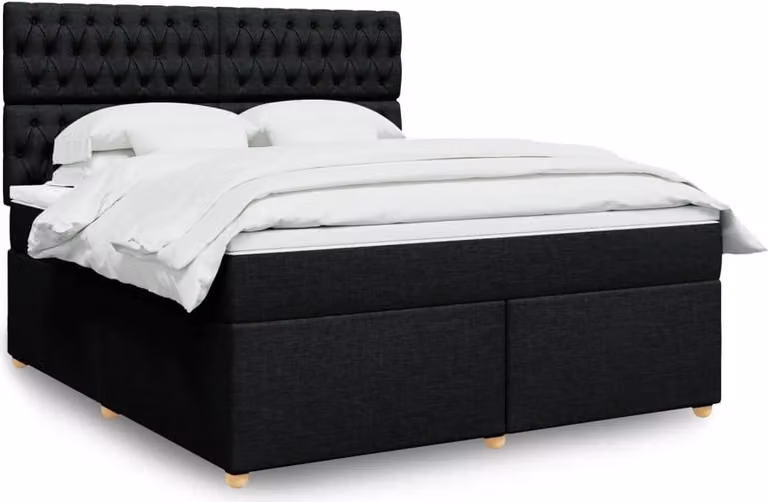 Maison Exclusive - Giroletto a Molle con Materasso Nero 180x200 cm in Tessuto