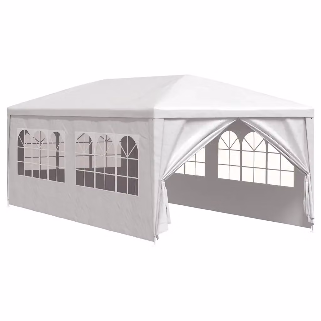 Tenda Gazebo per Feste Design In Bianca L: 600 cm, P: 300 cm, H: 255 cm con Finestre in Plastica e Struttura in Acciaio – 2