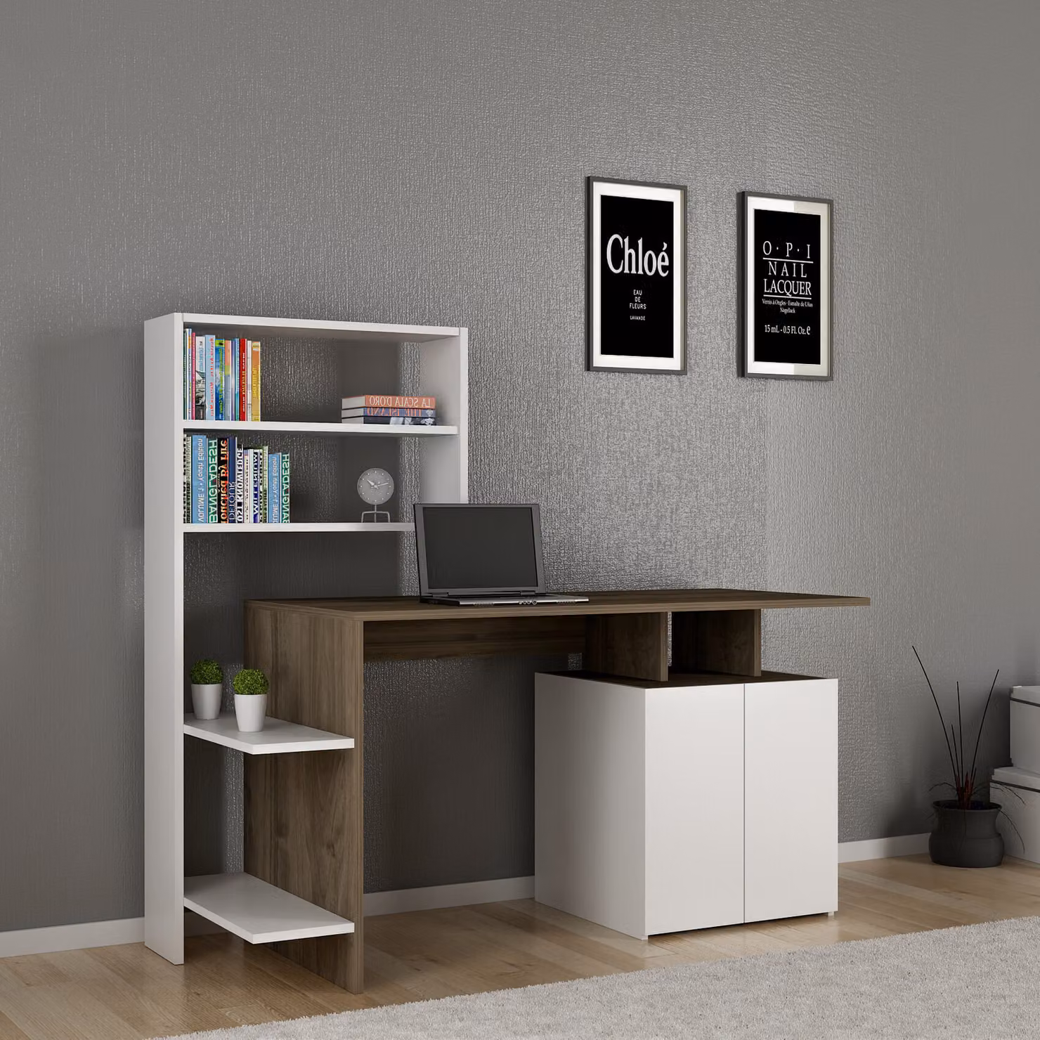 Skye Decor, Melis- MelisARN, colore noce, bianco, tavolini da salotto, 73,8x146,3x60 cm, pannello truciolare rivestito al 100% in melamina
