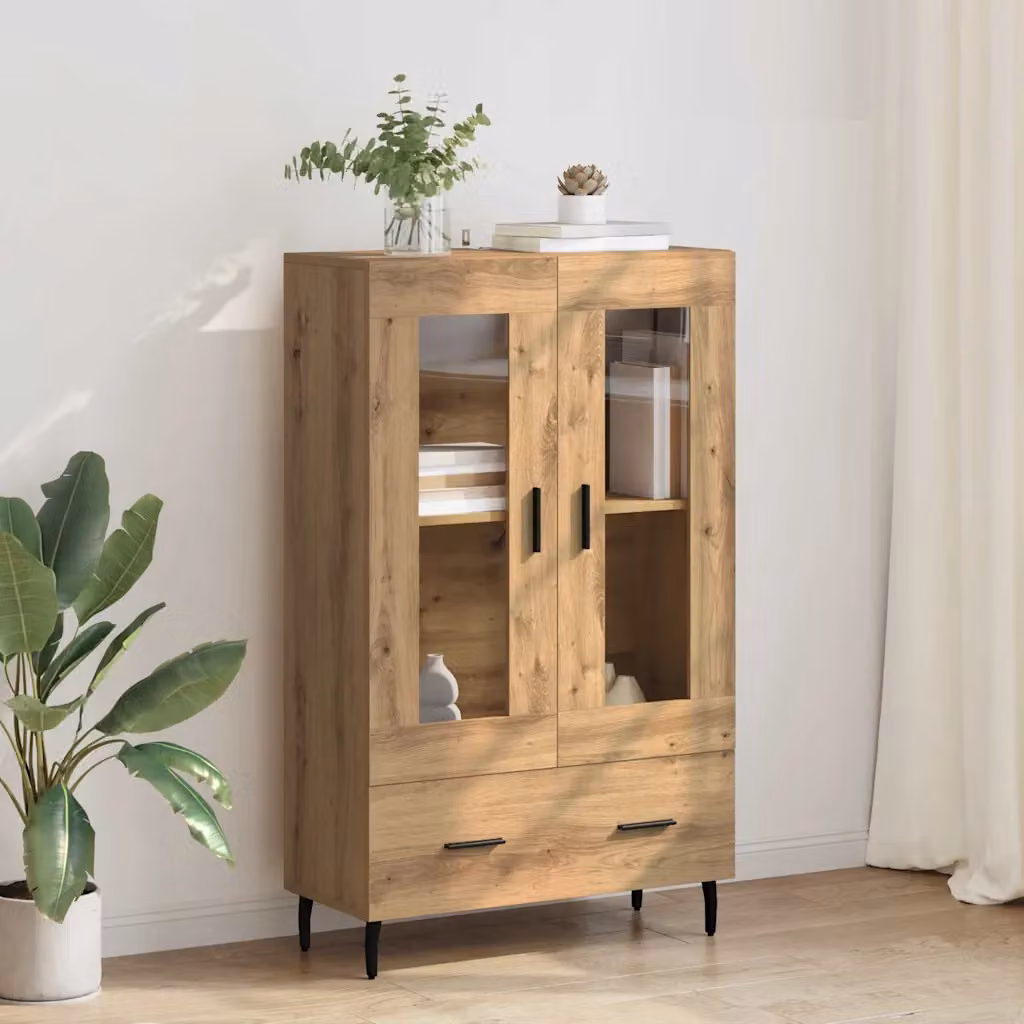 Credenza moderna vidaXL in rovere color marrone con ante a battente e ripiani interni L/P/H: 69,5 x 31 x 115 cm