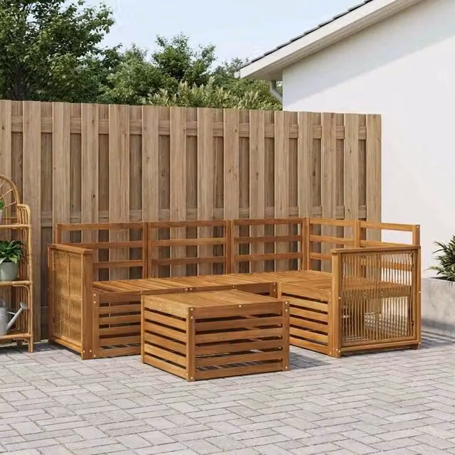 Set di divani da esterno 5 pz Naturale Poliestere 3384325