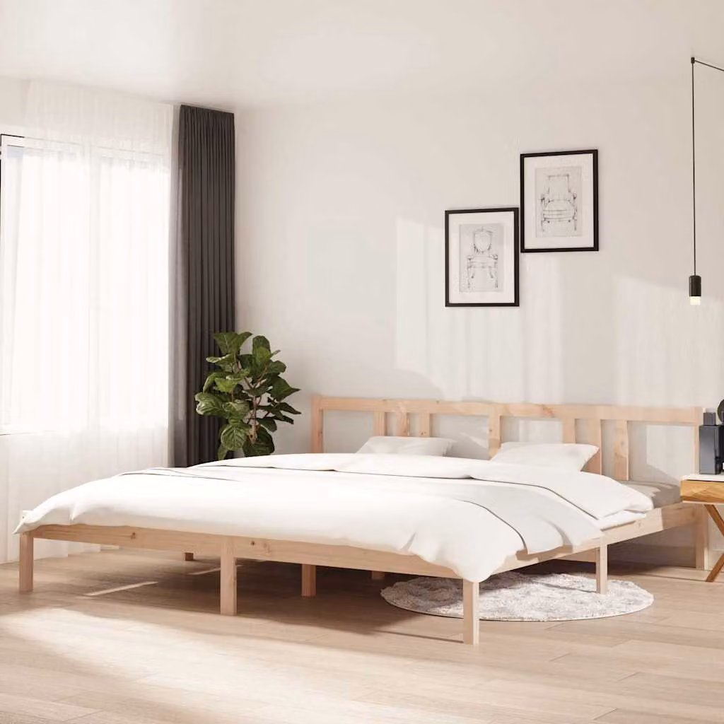 vidaXL Giroletto in legno di pino massello marrone con doghe fisse L/P/H: 200 x 200 x 69,5 cm