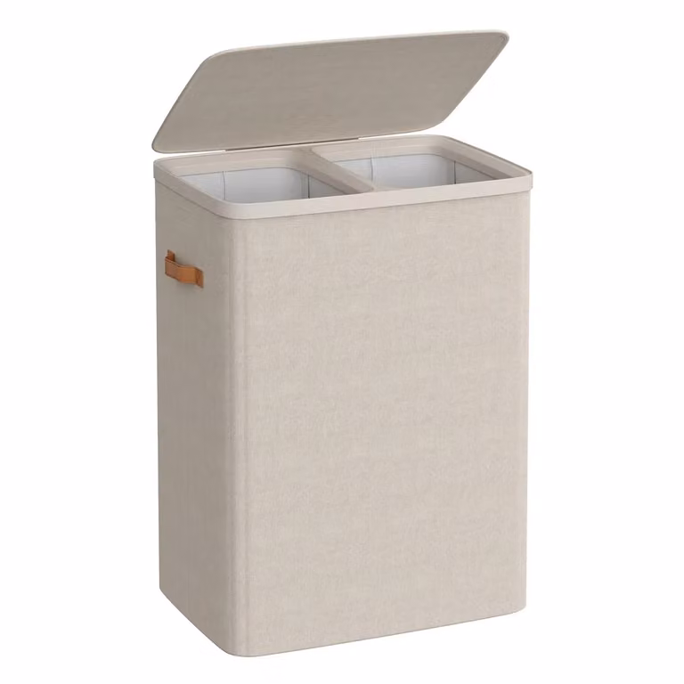 Cesto portabiancheria pratico con scomparti e sacco rimovibile, Beige Cappuccino / 170L