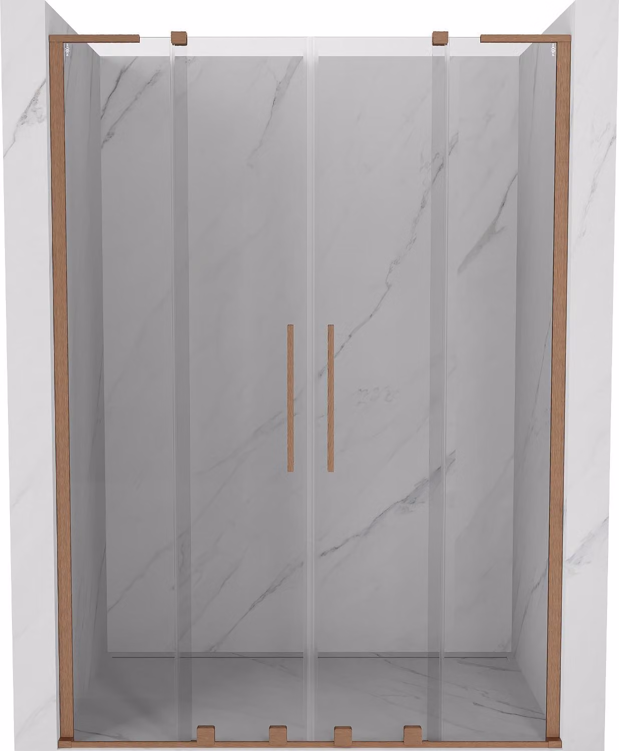 Mexen Velar L Duo porte doccia scorrevoli 160 cm, trasparente, rame spazzolato - 871-160-003-02-65