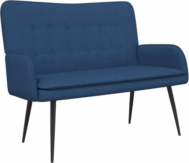 Divano da soggiorno moderno a 2 posti in tessuto blu L/P/H: 115 x 61 x 87 cm – 1