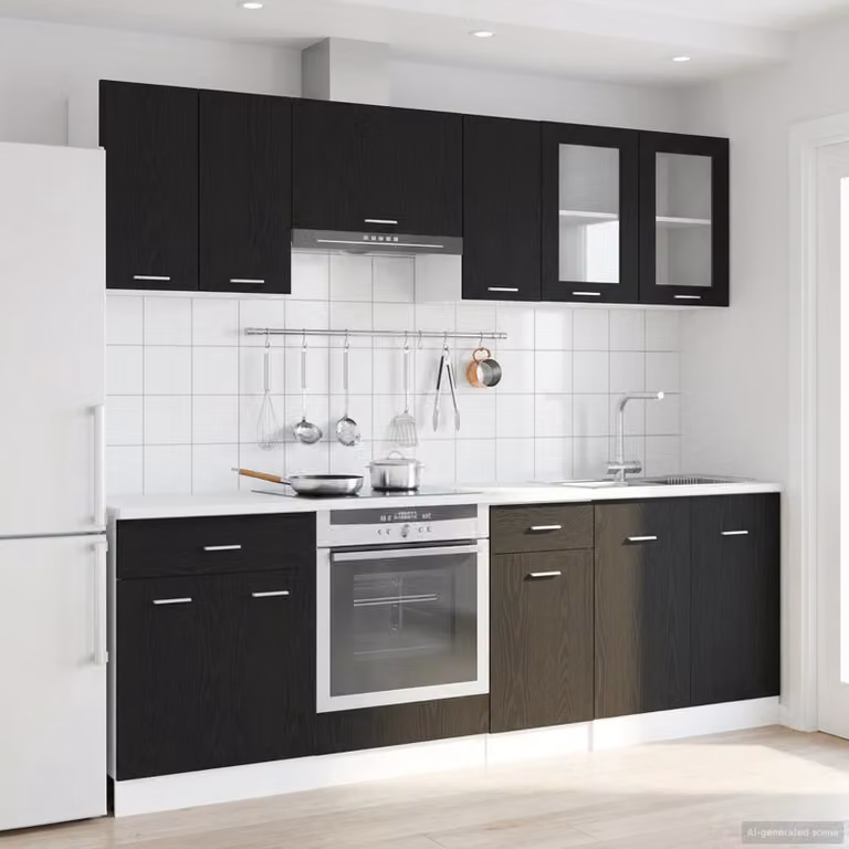 vidaXL Unità Cucina Lyon Moderna 8 Pezzi in Legno MDF Nero Opaco