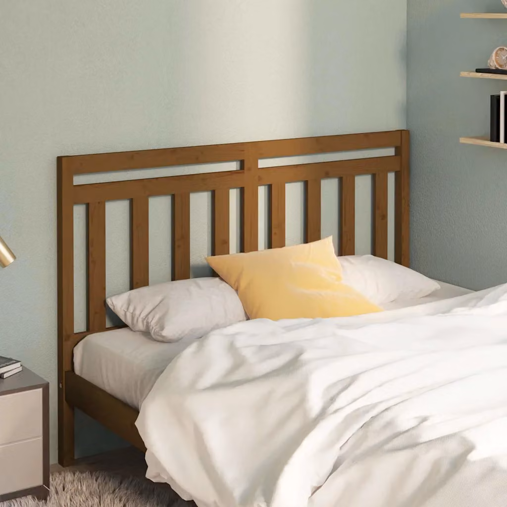 Testiera per letto vidaXL in legno massello di pino color marrone, stile rustico, L: 166 cm, P: 4 cm, H: 100 cm
