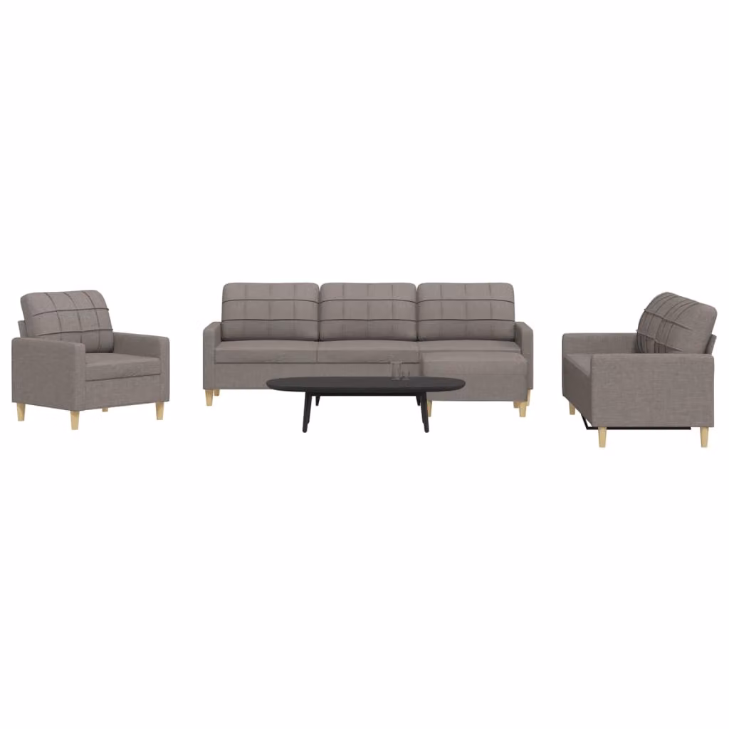 Set di divani 4 pezzi vidaXL con poggiapiedi in tessuto beige e grigio per soggiorno – 1