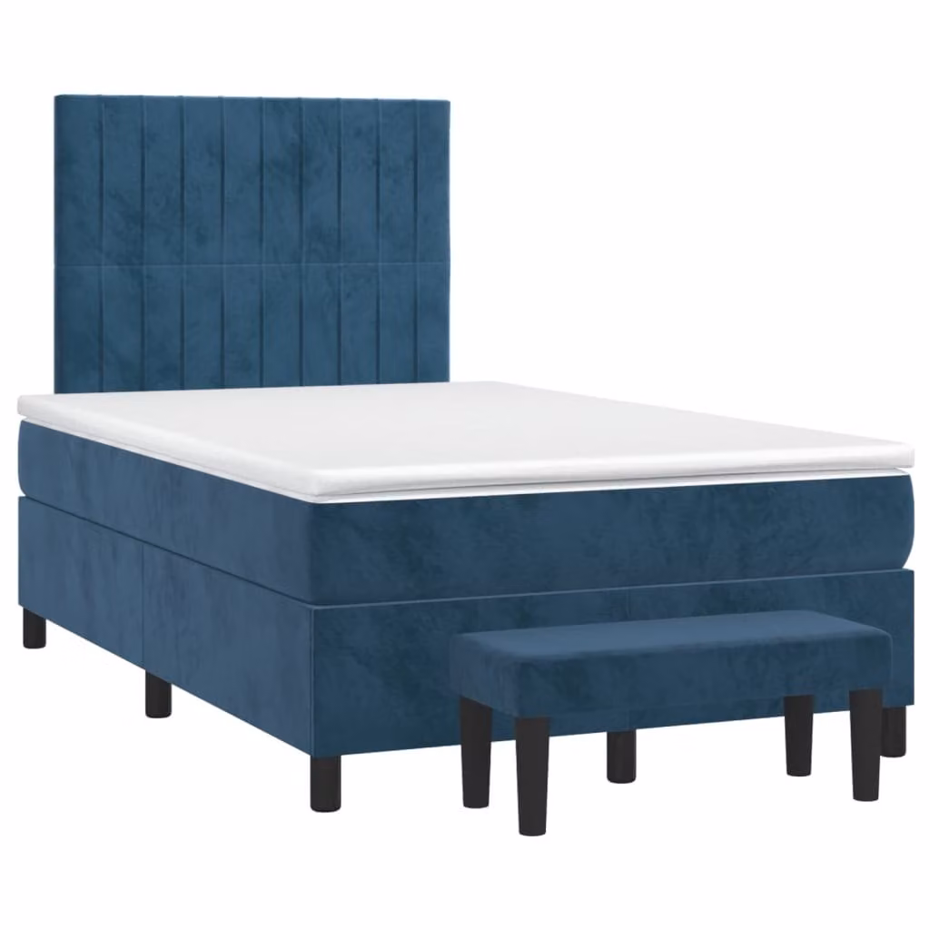 Maison Exclusive - Letto boxspring con materasso blu scuro 120x190 cm velluto