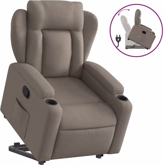 Poltrona | Sedia Relax Alzapersona Reclinabile Tortora in Tessuto