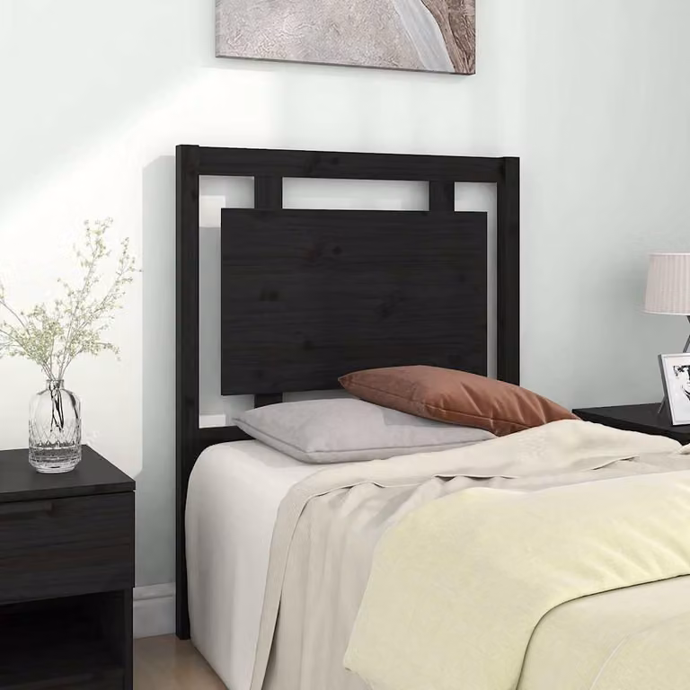 Testiera per letto vidaXL in legno massello di pino nero, L 80,5 cm x P 4 cm x H 100 cm