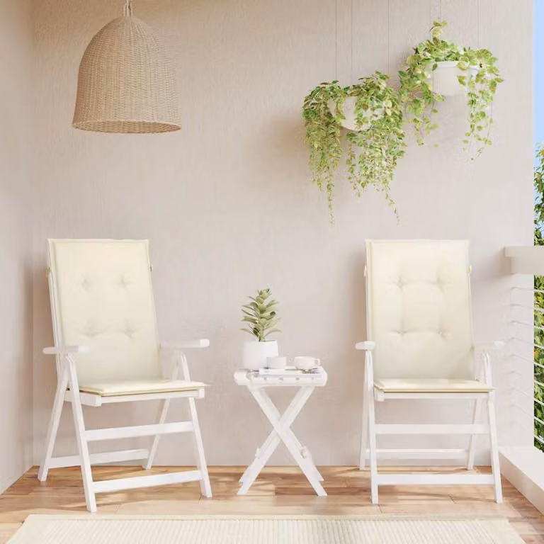Set di 2 cuscini per sedie vidaXL in tessuto beige, impermeabili e resistenti ai raggi UV, L 120 cm x P 50 cm x H 3 cm