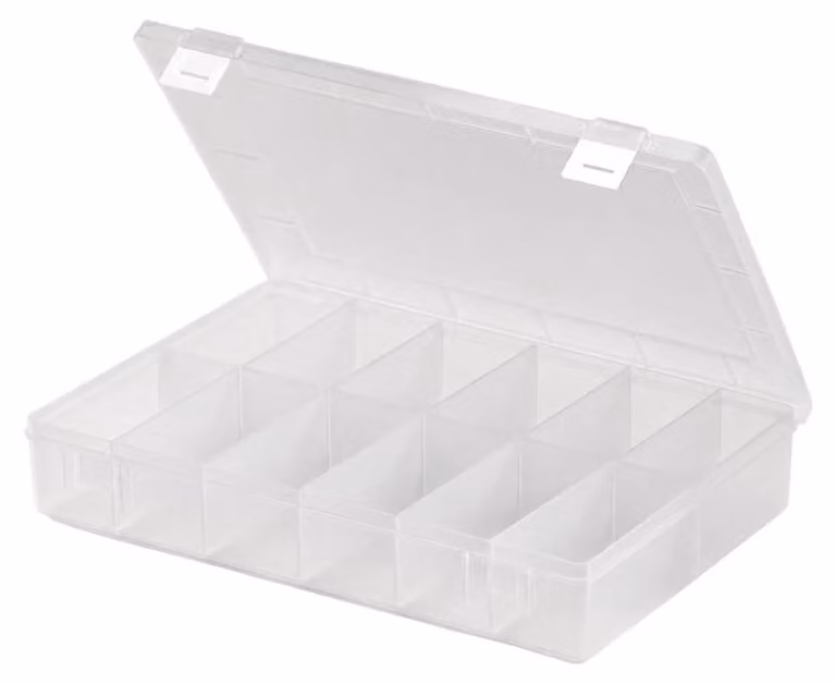 Scatola di assortimento PP, 12 scomparti, trasparente