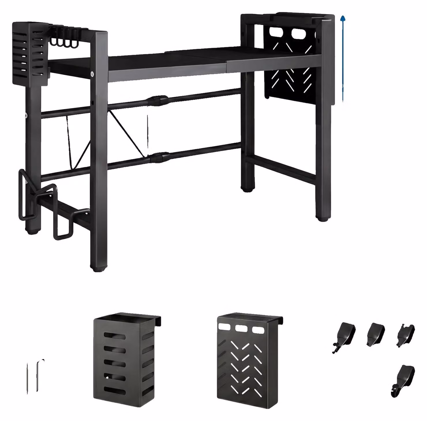 Ripiano per microonde, estendibile, regolabile in altezza, 1 ripiano, 38-64 cm, colore nero