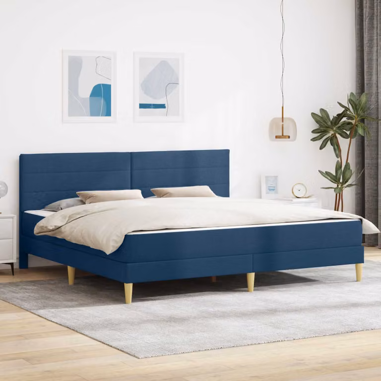 Struttura del letto moderna vidaXL in tessuto blu L/P/H: 200 x 200 x 206 cm